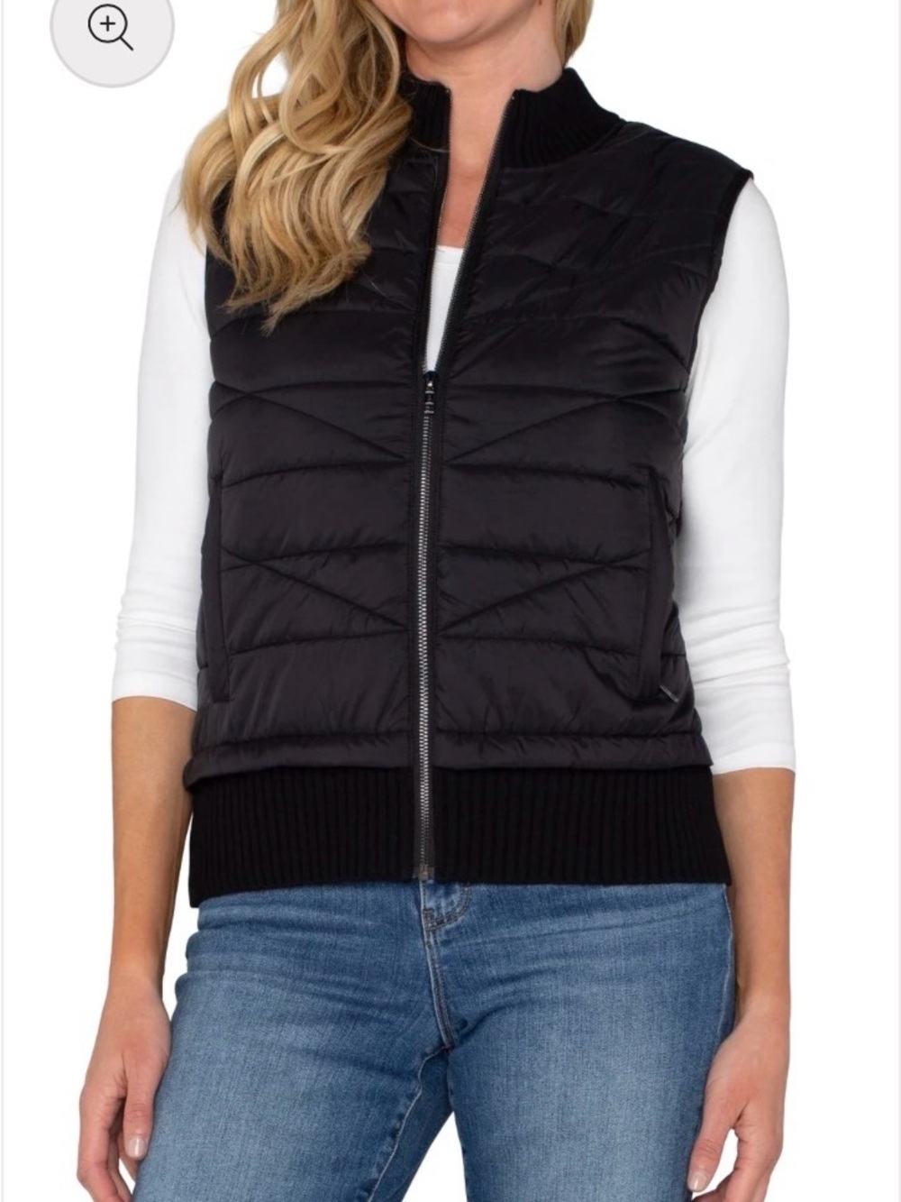 Liverpool Sleeveless Quilted Puffer Vest in Black
